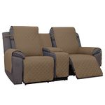 PureFit Water Resistant Reversible Loveseat Recliner Couch Cover for Double Recliner with Console – Non Slip Split Sofa Cover, Washable Reclining Cover for 2 Seat Recliner (2 Seat, Camel/Ivory)