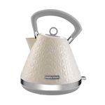 Morphy Richards Vector Pyramid Kettle, 1.5L, 3kW Rapid Boil, Anti Limescale Filter, Boil Dry Protection, Water Window, Pull Ring Removeable Lid, 360 Cordless Base, Cream, 108132