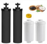 Water Filter Replacements by NSF/ANSI 42 Certified,Gravity Water Filter Replacement Compatible with Berkey® BB9-2® Black Filters & FP-2® Fluoride Filters 2 Packs Combo Water Filter System