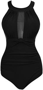 Viloree Maillots de Bain 1 Pièce Femme Amincissant Bikini Grande Taille Monokini Push up Noir 1 2XL