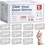 Schneider Clear Vinyl Exam Gloves, 4-mil, Medium 1000-ct Case, Latex-Free, Disposable Gloves, Medical Gloves, Cleaning Gloves, Food Prep Gloves, Food Safe Rubber Gloves, Powder-Free, Non-Sterile