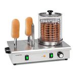 Klarstein Wurstfabrik Pro 600 Hot Dog Maker - 600 Watts, 3 Heating Spits, Temperature Controller 30-100 ° C, Glass Cylinder: Ø 20 cm, Stainless Steel Cage: Ø 17 cm, Stainless Steel Casing, Silver