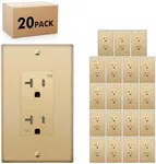 Micmi Decorator Receptacle Outlet, Tamper Resistant, Decorative Electrical Receptacle Outlet, 20Amp 125 Volt, Grounding with Wall Plate UL Listed (20Pack, Golden, 20 Amp Outlet)