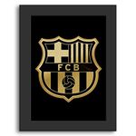 DmcreativityCraft FC Barcelona Football Posters with 3D Flag Logo Frames - Wall Art for Home Decor (9 x 12 Inches) - Merchandise with Matt Finish and 1 Inch Black Frame