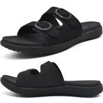 COFACE Womens Orthotic Slippers Comfort Plantar Fasciitis Arch Support Slip on Slippers Ladies Soft Cushion Fashion Yoga Mat Sandals With Adjustable Straps, DBlack 7