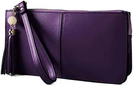 befen Genuine Leather Wristlet Clutch for Women Ultra-Slim Ladies Credit Card Holder Wallet Purses with RFID Protection (Light Purple)