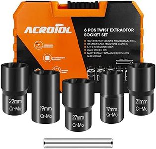 ACROTOL 6PCS Twist Socket Set Lug Nut Remover Tool, 1/2”Drive Impact Bolt Nut Extractor, for Removing Damaged, Frozen, Rusted, Rounded-Off Bolts, Nuts & Screws