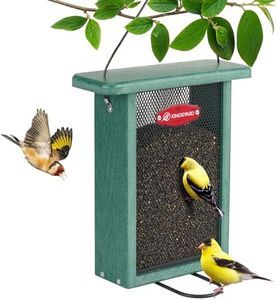 Kingsyard Metal Mesh Bird Feeder for Outdoors Hanging, Finch Feeder for Nyjer/Thistle, Sliding Mesh & Built-in Perch, Recycled Plastic, Green