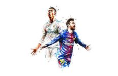 DivineDesigns™ Vinyl Ronaldo and Messi Printed Reusable Self-Adhesive Wall Sticker Ideal for Kids Room, Living Room, Bedroom, Office, Nursery Wall Decoration (Multicolour, 24 X 24 Inches, Pack 1)