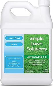 Advanced 16-4-8 Lawn Fertilizer - Liquid Lawn Food Spring & Summer Concentrated Spray - Any Grass Type- Fish and Seaweed Kelp- Balanced NPK - Simple Lawn Solutions (1 Gallon)