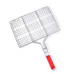 CozyCrest Barbecue BBQ Grill Net Basket Roast Grilling Net Tong, Roaster Vegetable Meat portable Basket Chromium Plated BBQ Grill