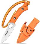 TONIFE Explorer Fixed Blade Knife with Plastic Sheath 8Cr14MoV Blade Survival Knife, Fiberglass Reinforced Nylon Handle for Outdoor Camping Knife EDC Knife (Orange+Satin)