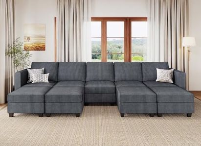 Belffin Oversized Modular Sectional Couch Corduroy Sectional Couch with Storage Ottoman Flexible Modern Sectional Set for Living Room Dark Grey