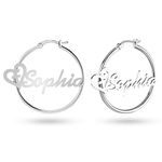 SIlver Style Personalized Customized Heart Name Click-Top Hoop Earrings for Teen Women | Personalized Gift | Personalised Name Gift