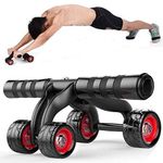 DRUK LIFE AB Roller Exerciser | 4 Wheel AB Roller | Abdominal Muscle Wheel | Abdominal Exerciser | Gym Equipment | Fitness Accessories | Home Workout | AB Roller with Knee Pad (Red-Black)