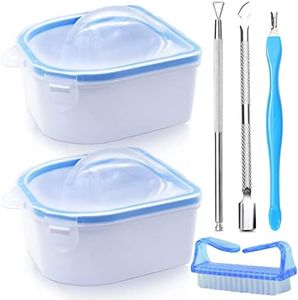 Nail Soaking Bowl, 2PCS Nail Soak Off Bowl Acrylic Soak Off Bowl Remover Manicure Bowl with Cuticle Peeler, Cuticle Pusher, Dead Skin Pusher, Nail Brush for Nail Gel Polish Cuticle Remover Nail Salon