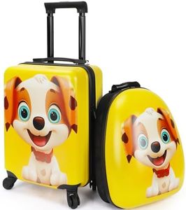 emissary Kids Luggage Set With Wheels For Boys Girls, Toddler 16’’ Hardside Suitcases With Backpack, Puppy Kids Carry on Luggage Set, Children Rolling Suitecase Airline Approved