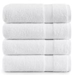 LANE LINEN 4Pc Bath Towels for Bathroom Set - 100% Cotton Bathroom Towels, Ultra Soft, Quick Dry, Highly Absorbent Premium Spa Quality Bath Towel Set - White Bath Towels Set