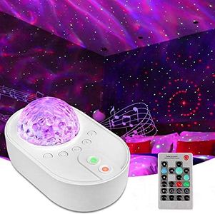 SOONCOR Veilleuse Projecteur de Ciel Étoilé à LED, Lampe Projection des Ondes Océaniques et Galaxie avec Lumières en Couleurs, Musique en Bluetooth et Télécommandée