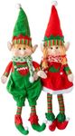 Elf Plush Christmas Stuffed Dolls, Set of 2 - 18" Boy and Girl Elves Holiday Cute Plush Shelf Toys - Fun Kids Buddy Figurine Decorations, Christmas Winter Holiday Party Festive Decor and Gift Exchange