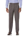 Amazon Essentials Men's Classic-Fit Expandable-Waist Pleated Dress Trousers, Dark Grey, 58W / 34L