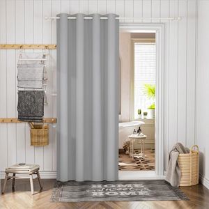 BGment Room Darkening Curtains 84 Inch Length for Closet Door, Room Divider Curtains for Living Room Privacy Bathroom Bedroom Blackout Curtains, Light Grey, Single Window Panels, W 52 x L 84 Inch