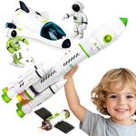 TOY Life Space Toy Rocket Toys for Kid Space Shuttle with Astronaut Rocket Ship Space Stem Toys for Boy 3 4 5 6 7 8, Spaceship Planet Toy Space Rockets with Space Station Gift for 3+ Years Old
