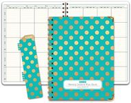 Elan Publishing Company HARDCOVER 8 Period Teacher Lesson Plan - Days Vertically Down The Side with Bonus Clip-in Bookmark (Gold Dots Turquoise)