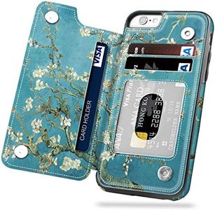 iPhone SE 2022 Case, iPhone SE 2020 Wallet Case with Card Holder, PU Leather Card Slots Cover Folio Flip Kickstand Durable Protective Shell for Apple iPhone 7/8 (Almond Blossom)