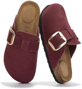 Project Cloud Genuine Leather Clogs for Women Shoes - Memory Foam Insole Womens Clogs - Non-Slip Women's Clogs and Mules - Cork Footbed Arch Support Fall Shoes For Women 2025 (Manchester, Burg, 5.5)