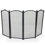 Simpa Berkshires 4 Panel Fire Place Guard Fire Screen Spark Flame Guard Curved Top 4 Panel Folding Design