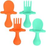 Grabease Baby Spoons Toddler Utensils Baby Spoon Toddler Forks, BPA-Free & Phthalate-Free for Baby & Toddler, 2 Sets, Mint and Orange