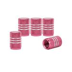 SENZEAL Valve Cap Car Aluminum Alloy Dust Caps for Car Tire Motorcycle Bike Valve Stem Cover Silver Around Design Pink 5 Pack