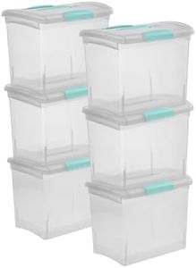 Sterilite 18768606 Large Nesting ShowOffs, Clear with Blue Aquarium Handle and Latches, 6-Pack