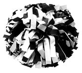 kuugear Pair, 6" Plastic Cheerleading Pom Pom with Baton Handle - Black/White