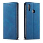 QLTYPRI Case for Huawei P20 Lite, Premium PU Leather Cover TPU Bumper with Card Holder Kickstand Hidden Magnetic Adsorption Shockproof Flip Wallet Case Compatible with Huawei P20 Lite - Blue