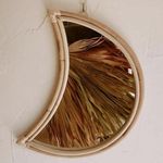 Swadeshi Bamboo Cane Decorative Rattan Mirror | Home Decor Bamboo Cane Mirror for Living Room, Bathroom, Bedroom, Home and Office (Framed Moon)