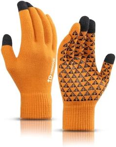 TRENDOUX Winter Gloves for Men Women - Upgraded Touch Screen Cold Weather Thermal Warm Knit Glove for Running Driving Hiking (Orange XL)