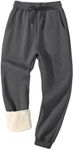 Flygo Mens Warm Fleece Pants Sherpa Lined Sweatpants Winter Active Track Joggers Pants (XX-Large, 2 Dark Grey)