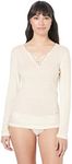 baselayers Womens Australian Merino Wool Thermal Long Sleeve with Motif, Ivory, Medium US