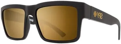 SPY Montana 673407973417 54MM Soft Matte Black HD Plus Bronze with Gold Spectra Mirror Square Sunglasses for Men + BUNDLE with Designer iWear Eyewear Kit, Montana