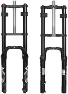 ZTZ 20 * 4.0 inch Fat Tire Oil Spring Suspension Fork - 180mm Travel, 135mm Spacing Hub, 9mm QR, Double Crown Shock Front Fork, Fit for Fat Snow Beach Ebikes