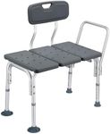 Tub Transfer Bench Bath Bench Aluminium Bathtub Chair with Armrest and Back Adjustable Height Medical Bathroom Aid for Disabled Seniors Deep Grey