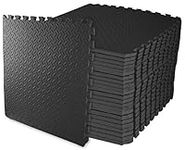 BalanceFrom Puzzle Exercise Mat with EVA Foam Interlocking Tiles for MMA, Exercise, Gymnastics and Home Gym Protective Flooring, 3/4" Thick, 96 Square Feet, Black