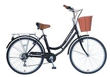 Sunrise Cycles Unisex's Spring Shimano 6 Speeds Ladies and Girls Dutch Style City Bike, Black Patent, 28