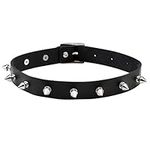 MILAKOO Women Men Cool Punk Goth Metal Spike Studded PU Leather Collar Choker Necklace (Black)