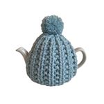 Ice Blue Chunky Knit Tea Cosy, Fits 1-2 Cup Teapot