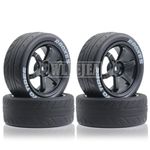 WLYEJEA 1/10 RC On-Road Tires 4PCS 5 Spoke 12mm Hex RC Wheels and Tires Compatible for 1/10 On-Road Touring Car Traxxas Tamiya tt01 tt02 HSP HPI Kyosho