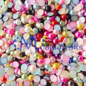 1000pcs Mixed Colours 4mm Flat Back Half Round Resin Pearls