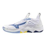 Mizuno Unisex-Adult Wave Momentum 3 Volleyball Shoe, White-Bellwether Blue, 17.5 Wide Women/16 Men